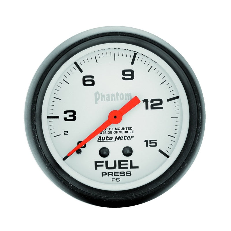 Auto Meter Phantom uel Pressure Gauge - 2-5/8 - F0-15 PSI