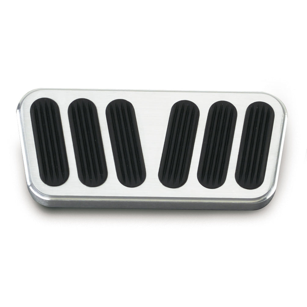 Lokar Traditional Flat Brake Pedal Pad - Rubber Pads - Billet Aluminum - Brushed - Power Brakes - Chevy Fullsize Car 1955-57