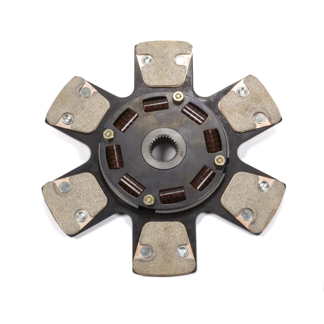 Ram Automotive 6000 Series Clutch Disc - 11 in Diameter - 1-1/8 in x 26 Spline - Sprung Hub - 6 Puck - Metallic - GM / Ford