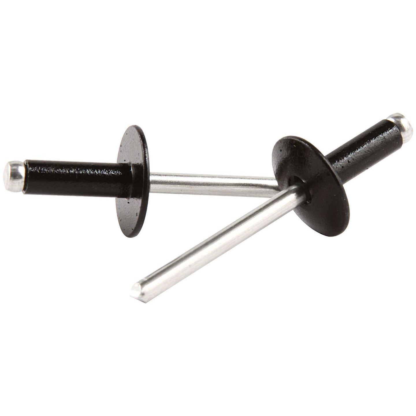 Allstar Performance 3/16" Large Head Aluminum Rivets - Black - 1/4" to 3/8" Grip Range - (250 Pack)