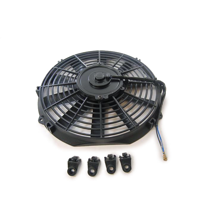 Racing Power Electric Cooling Fan - Push/Pull - 1300 CFM - 12V - Straight Blade - 12-3/8 X 11-7/8" - 2-1/2" Thick - Plastic