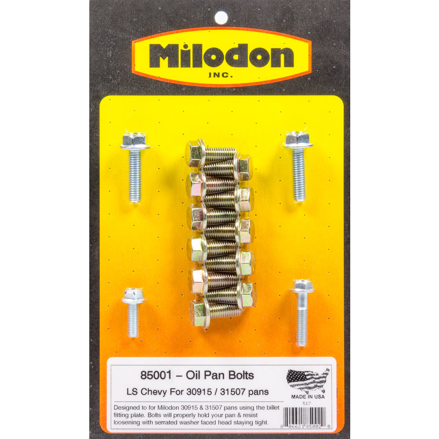 Milodon Oil Pan Bolt Kit - Hex Head - GM LS-Series