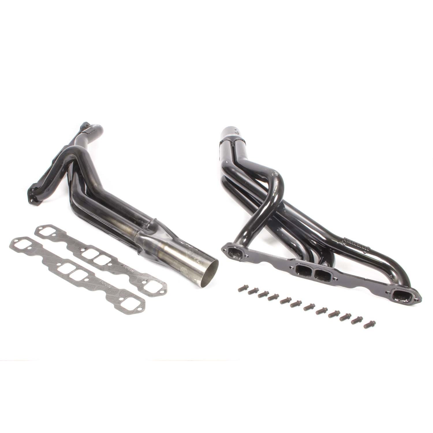 Schoenfeld Stock Clip Headers - SB Chevy - Standard Port - 1-5/8" Tube - 3" x 8" Collector