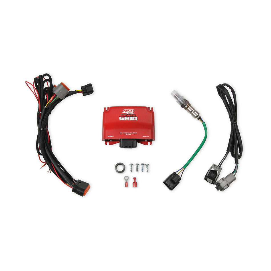 MSD Power Grid Power Module - Dual Wide Band O2 Sensors - Wiring Included - Plastic - Red - Universal