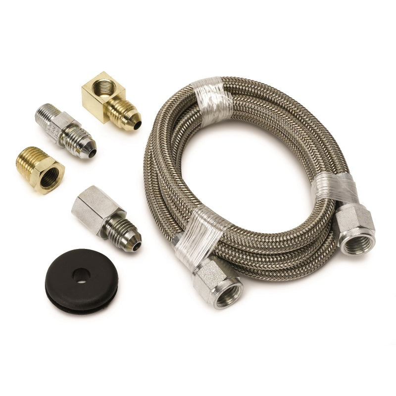 Auto Meter Braided Stainless Steel Line Kit - 3 Ft. #4 - 3/16" I.D. Fittings
