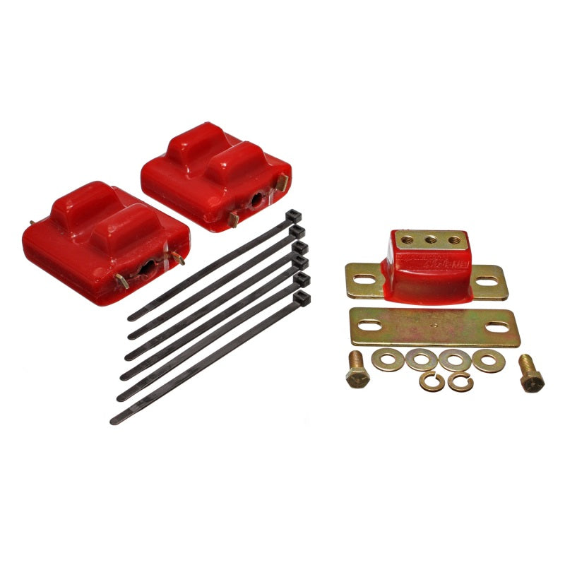 Energy Suspension Hyper-Flex Motor and Transmission Mount - Polyurethane/Steel - Red/Cadmium - Chevy V8