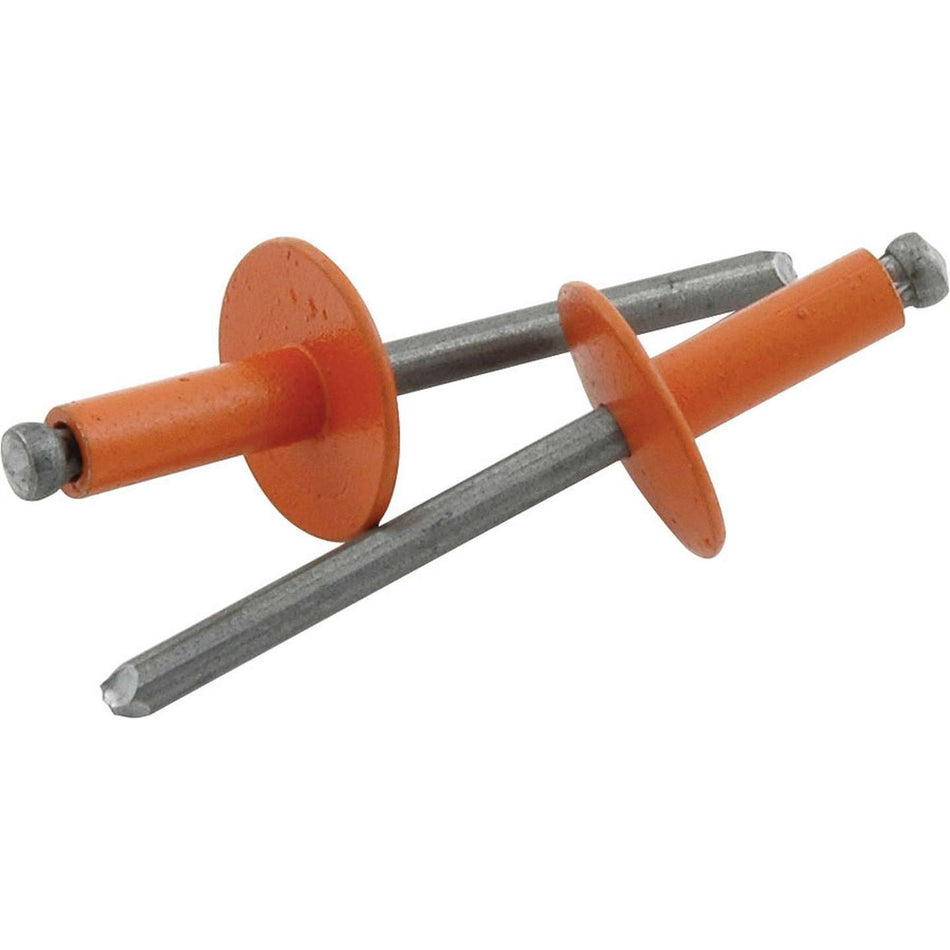 Allstar Performance 3/16" Large Aluminum Head Rivets - Orange - (250 Pack) - Steel Mandrel