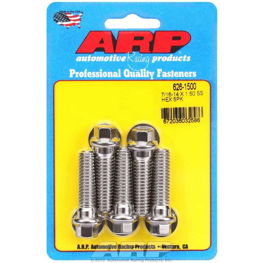 ARP 7/16-14" Thread Bolt 1-1/2" Long 7/16" Hex Head Stainless - Natural