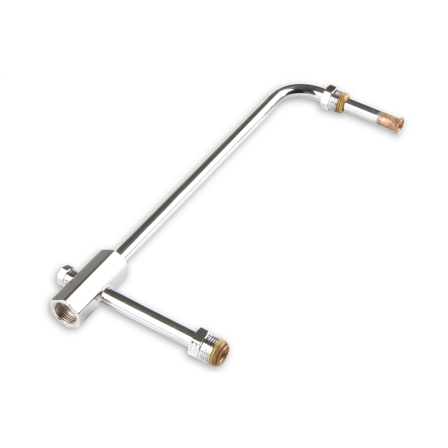 Holley Carburetor Fuel Line - 5/8-18 in Female Inlet - 7/8-20 in Dual Outlets - Chrome - Holley 4150 Carburetors