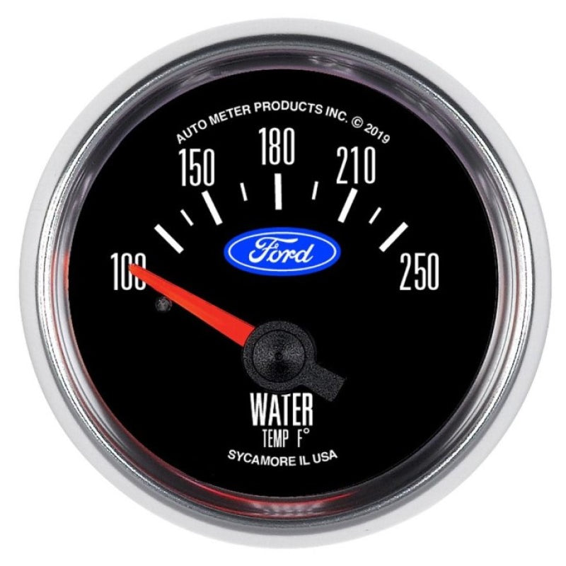 Auto Meter Water Temperature Gauge - Mechanical - Analog - Short Sweep - 2-1/16" Diameter - Ford Logo - Black Face
