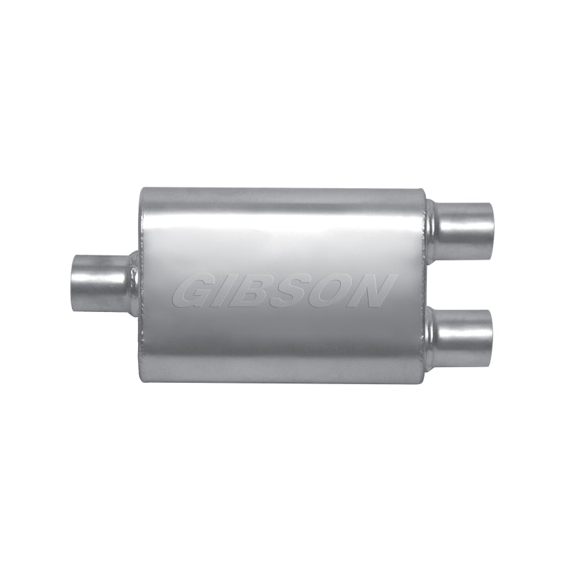 Gibson MWA Muffler - 3" Center Inlet - Dual 2-1/2 Outlets - 14 x 9 x 4" Oval Body - 20" Long - Stainless - Natural - Universal