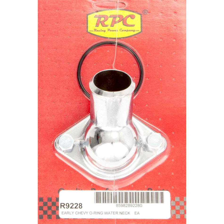 Racing Power 45 Degree Water Neck - 1-1/2 in ID Hose - O-Ring - Chrome - Chevy V8