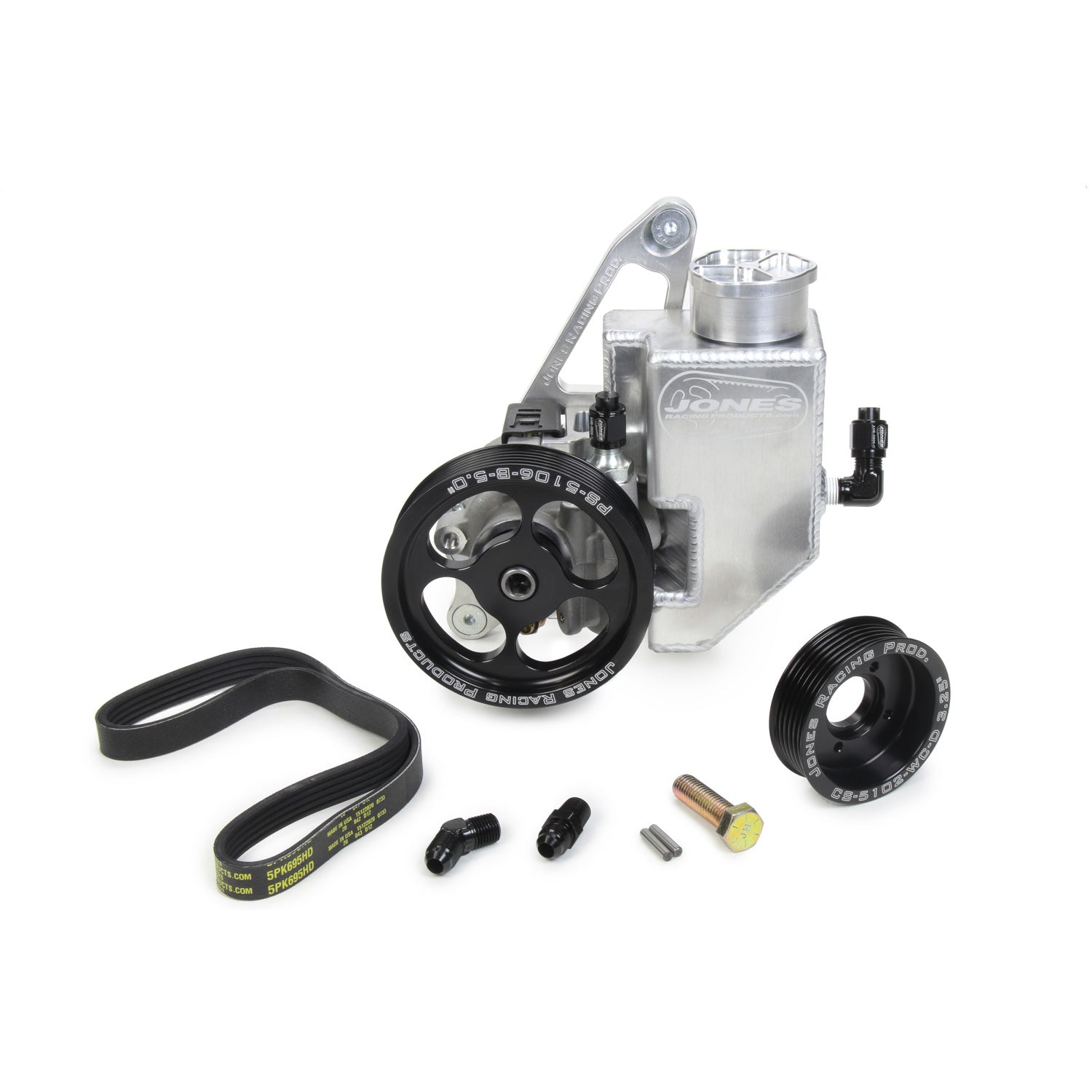 Jones Racing Products 6 Rip Serpentine Pulley Kit - Stainless Steel - Polished - Chevy V8