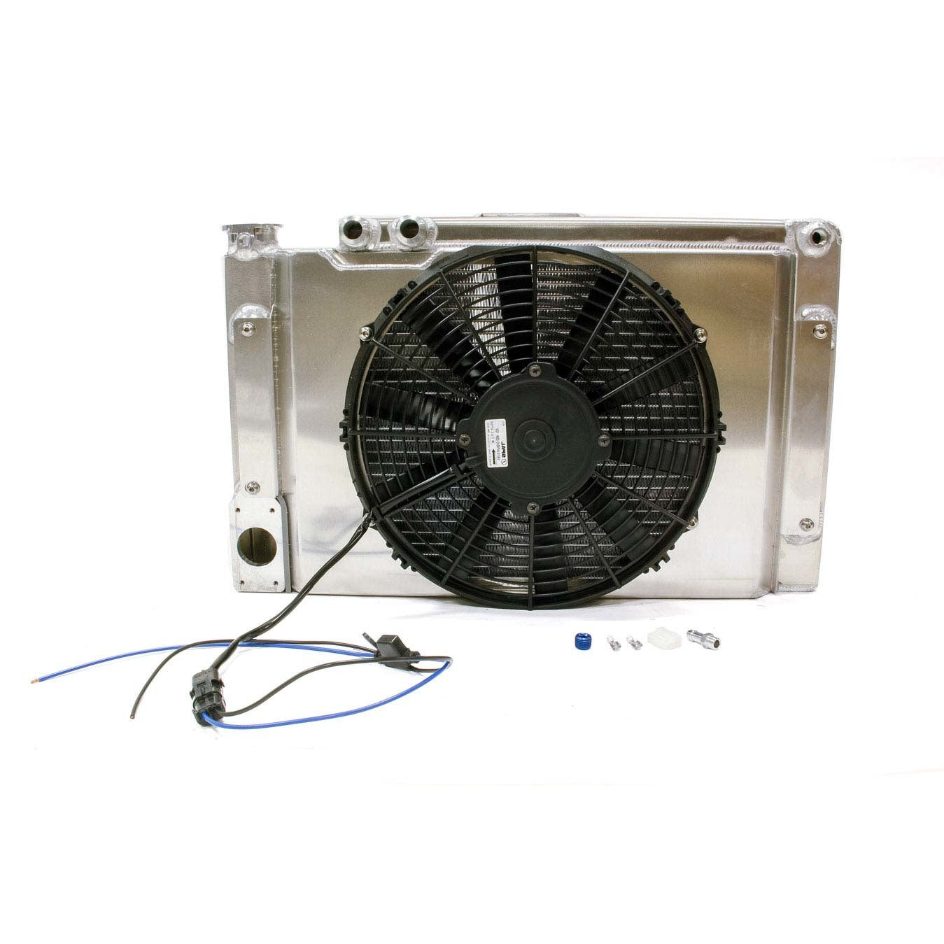 Meziere Enterprises Pro-Stock Style Radiator and Fan 22" W x 14" H x 3" D Pass Inlet/Outlet Aluminum