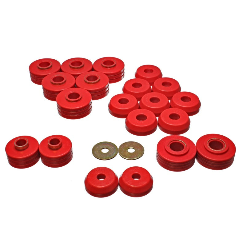 Energy Suspension Hyper-Flex Body Mount Bushing - Red/Cadmium - Ford Fullsize SUV 1980-96