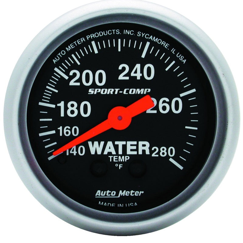 Auto Meter 2-1/16" Mini Sport-Comp Electric Water Temperature Gauge - 140-280