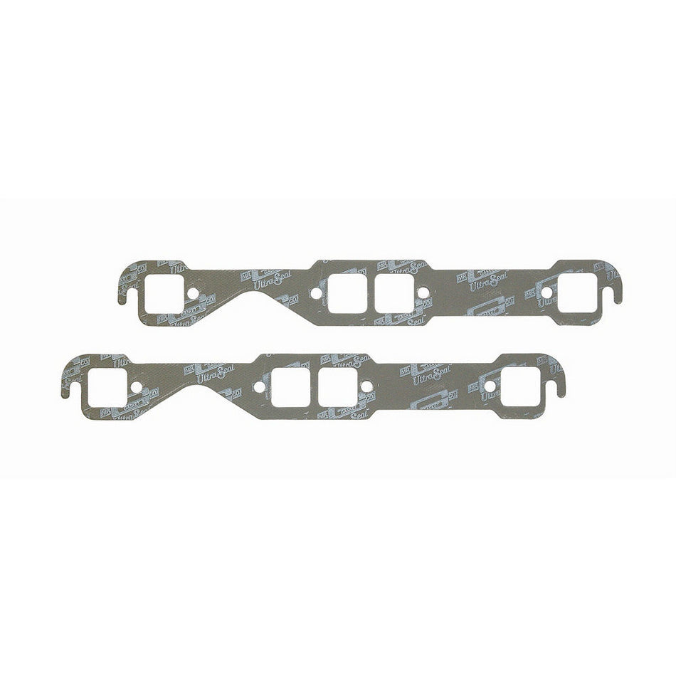 Mr. Gasket Ultra Seal Exhaust Manifold Gaskets - SB Chevy - Stock Square Port - Exhaust Port Width: 1.45" , Exhaust Port Height: 1.48" , Center Port to Gasket Top: .78"