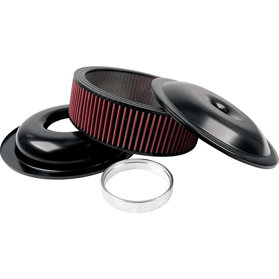 Allstar Performance 14" Air Cleaner Kit With Washable Element - 4" - Black