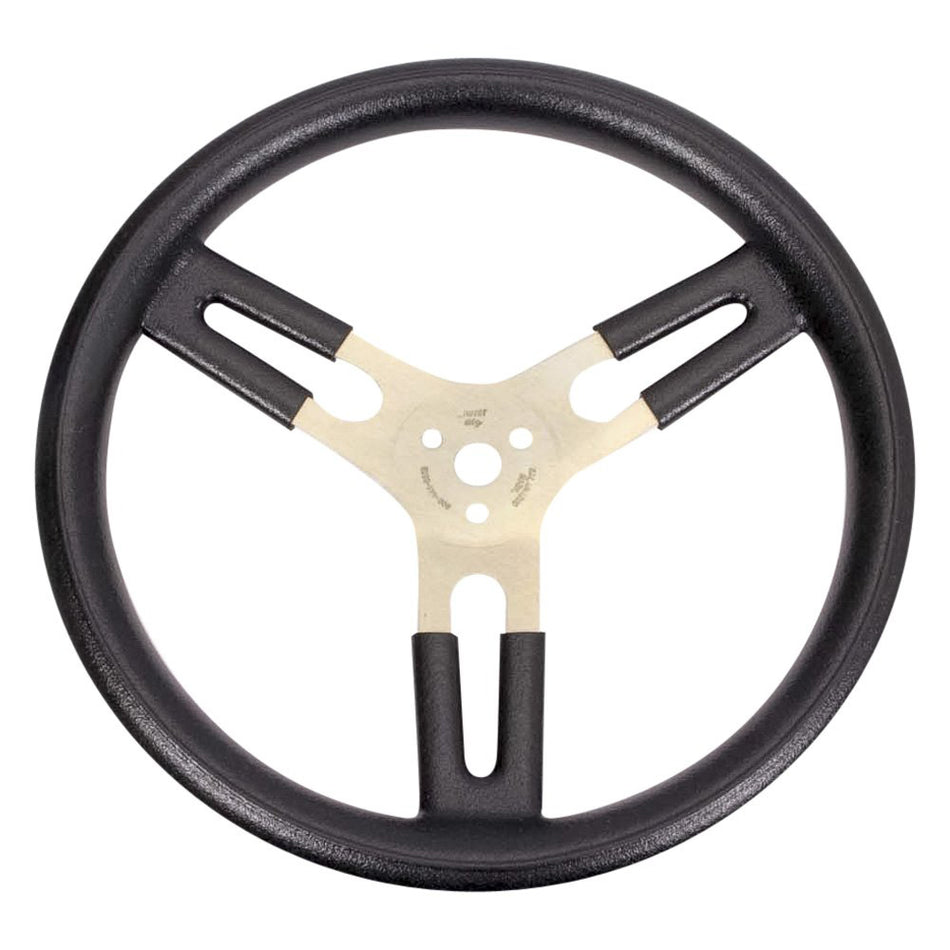 Sweet Manufacturing 16" Diameter Steering Wheel 3 Spoke Flat Black Rubberized Grip - Aluminum