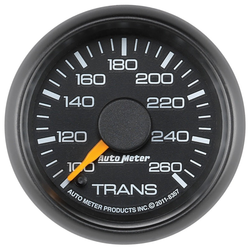 Auto Meter GM Factory Match 100-260 Degree F Transmission Temperature Gauge - Electric - Analog - Full Sweep - 2-1/16 in Diameter - Black Face