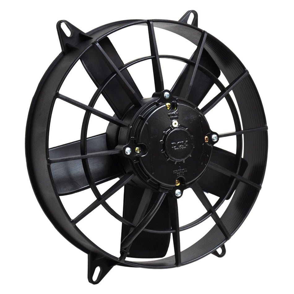 Derale High Output Electric Fan - 11 in - Puller - 1380 CFM - 12 V - Curved Blade - 12 x 12-5/16 in - 2-1/4 in Thick