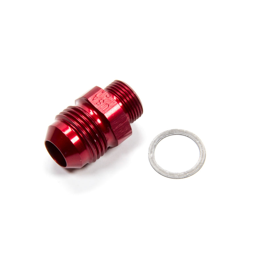 XRP Straight Carburetor Inlet Fitting 8 AN Male to 9/16-24" Male Aluminum Red Anodize - Demon Carburetors