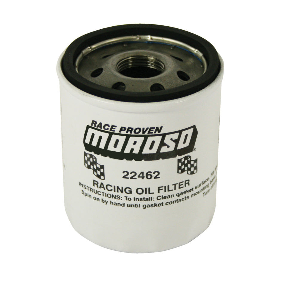 Moroso Screw-On Canister Oil Filter - 3.500 in Tall - 13/16-16 in Thread - White Paint - GM LS-Series