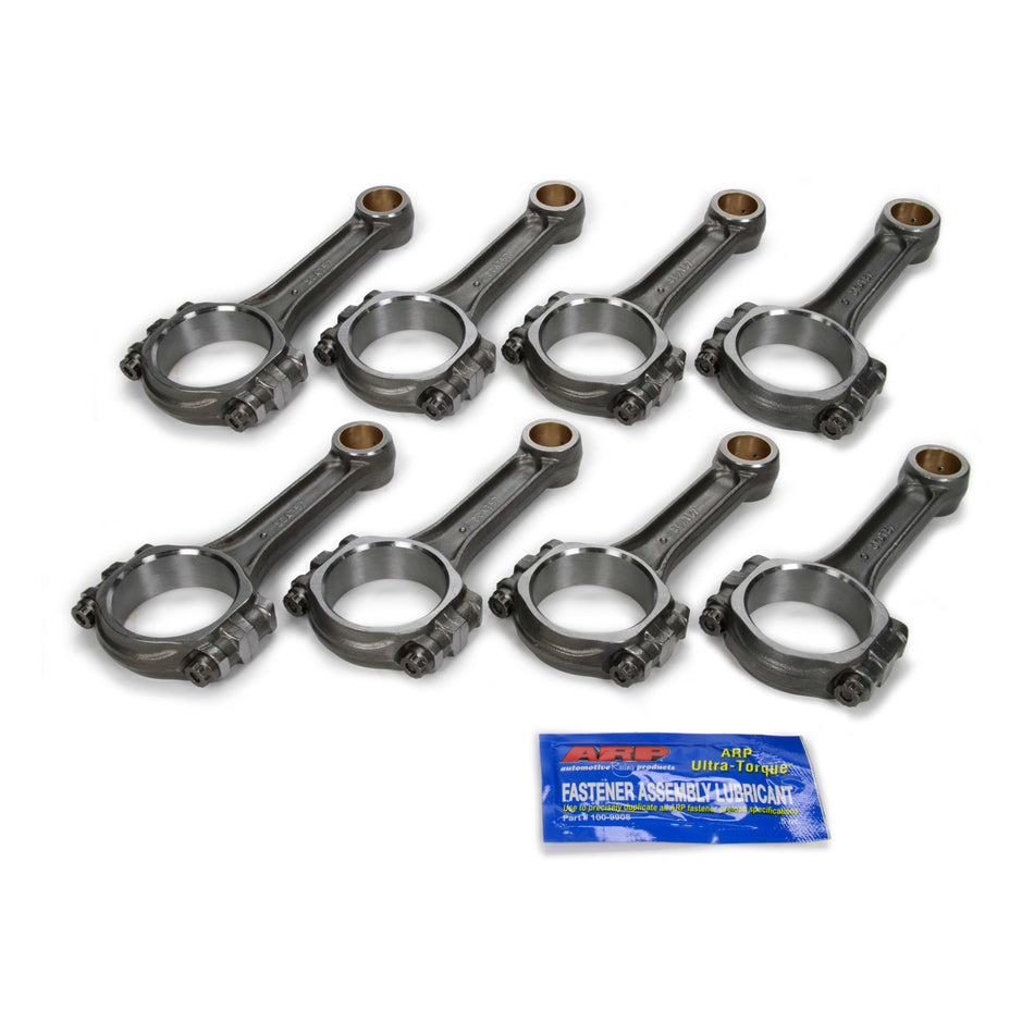 Scat Pro Series I-Beam Connecting Rod - 5.700" Long - Bushed - 3/8" Cap Screws - Forged Steel - SB Chevy (Set of 8)