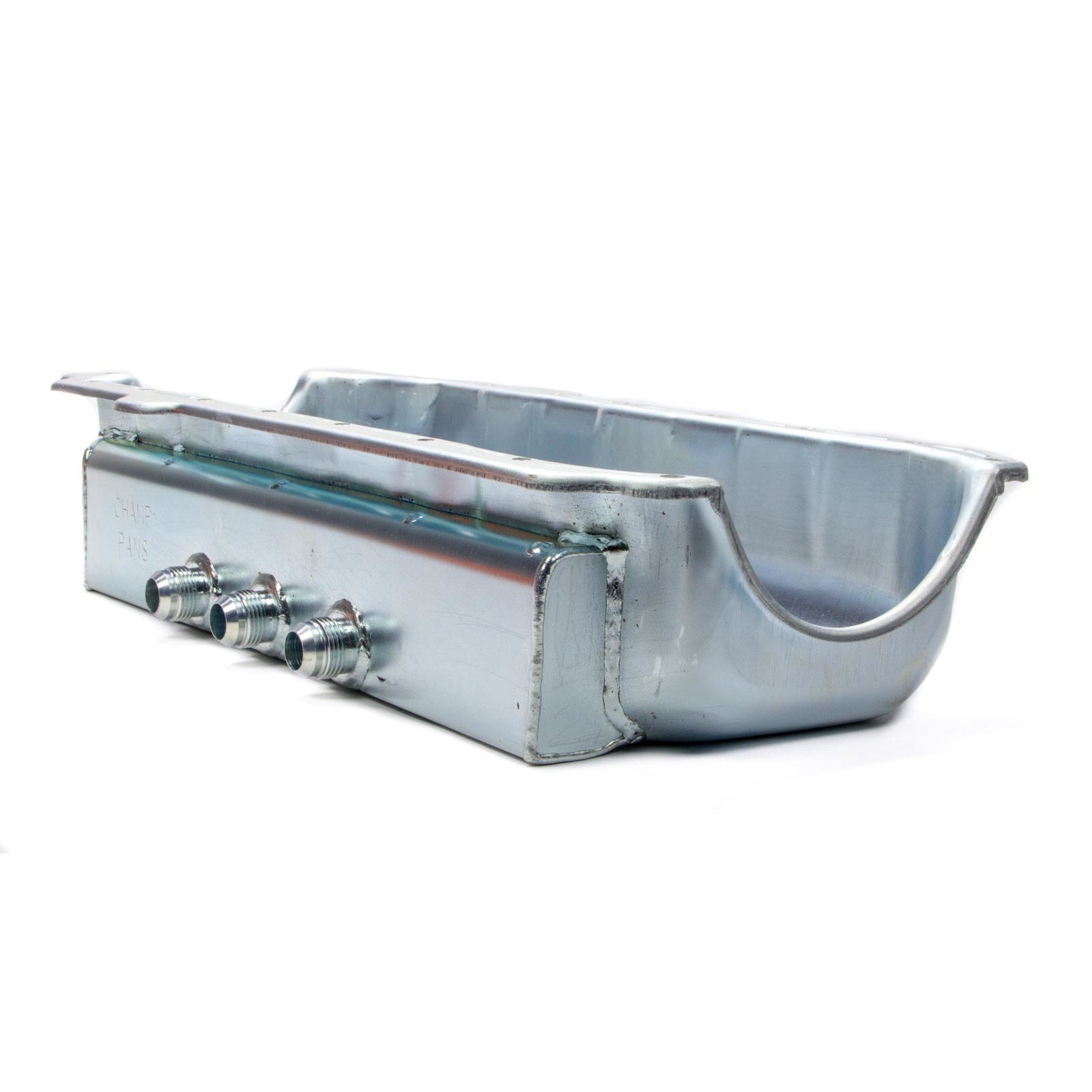 Champ Pans CP150KO Series Dry Sump Oil Pan - (3) -12AN Fittings - 4-1/2" Deep - SB Chevy 1957-85