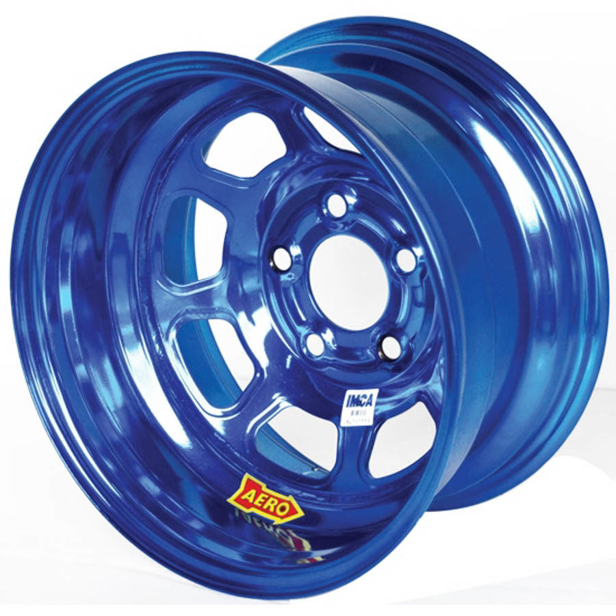 Aero 52 Series IMCA Rolled Wheel - Blue Chrome - 15" x 8" - 5 x 4.75" - 3" BS - 19 lbs.