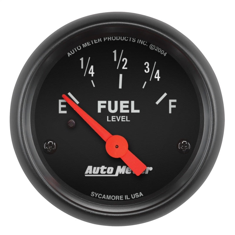 Auto Meter Z-Series 0-90 ohm Fuel Level Gauge - Electric - Analog - Short Sweep - 2-1/16 in Diameter - Black Face