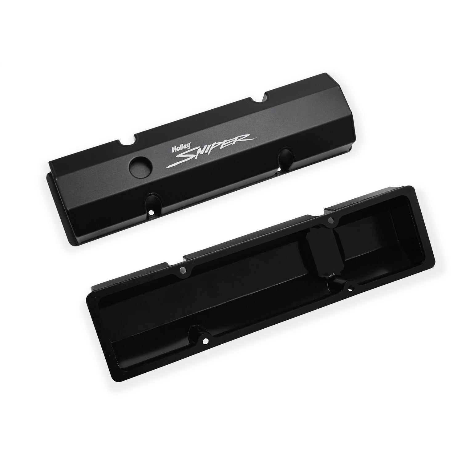 Sniper Fabricated Aluminum Valve Cover - Chevy Small Block - Black Finish