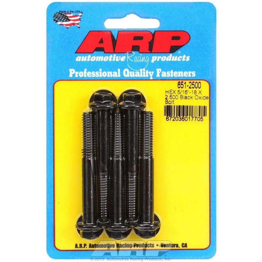 ARP Bolt - 2.500" Long - 3/8" Hex Head - Chromoly - Black Oxide - Universal - (Set of 5)