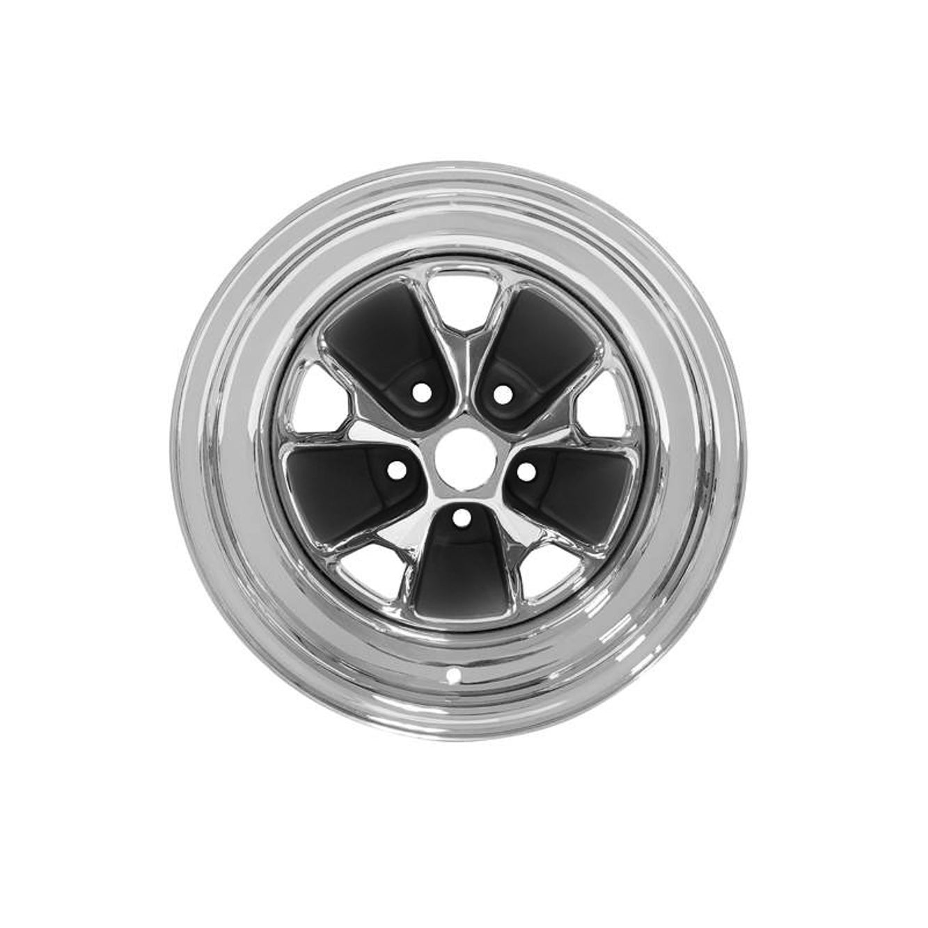 Scott Drake Classic Style Wheel - 14 x 7 in - 4.000 in Backspace - 5 x 4.50 in Bolt Pattern - Charcoal/Chrome