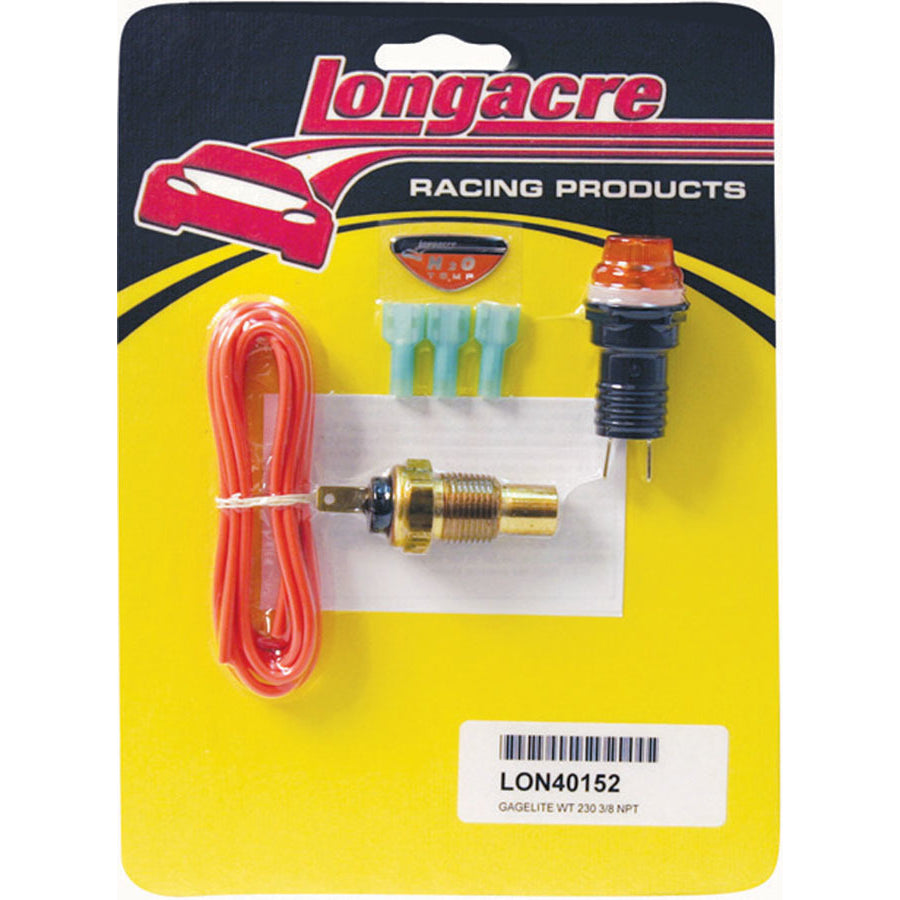 Longacre Gagelites Warning Light Kit - 230° Water Temp 3/8" NPT