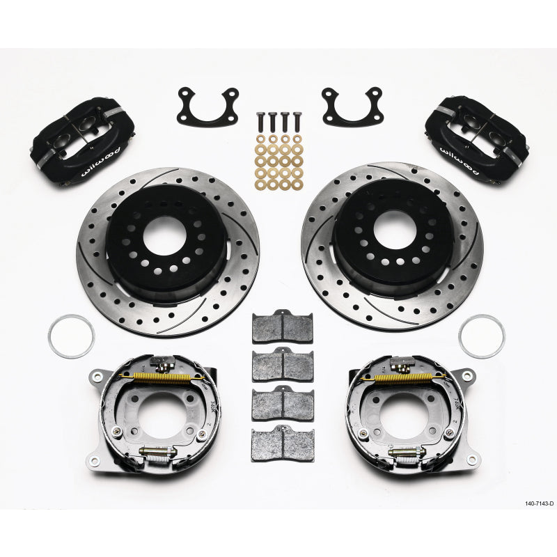 Wilwood Dynalite Rear Parking Brake Kit - Black - SRP Drilled & Slotted Rotor - Small Ford 2.66"