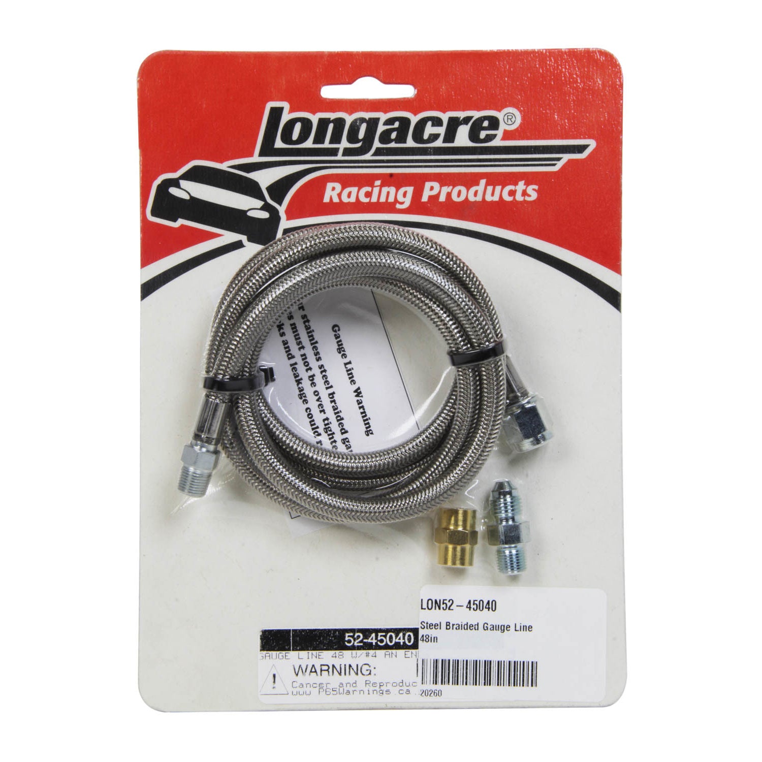 Longacre Steel Braided Gauge Line - 48" w/ Block Fitting