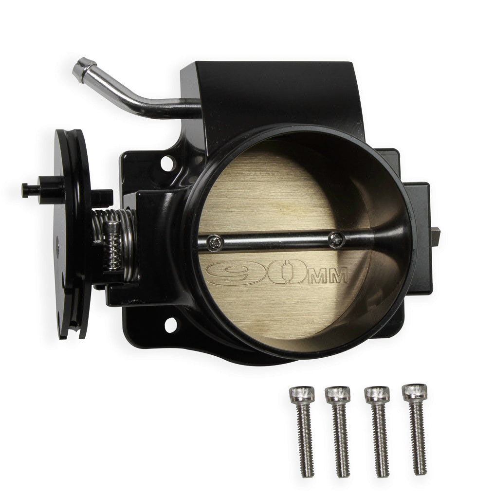 Holley Sniper EFI Throttle Body - 90 mm Single Blade - Sniper EFI Logo - Billet - Black Anodized - Ford Coyote