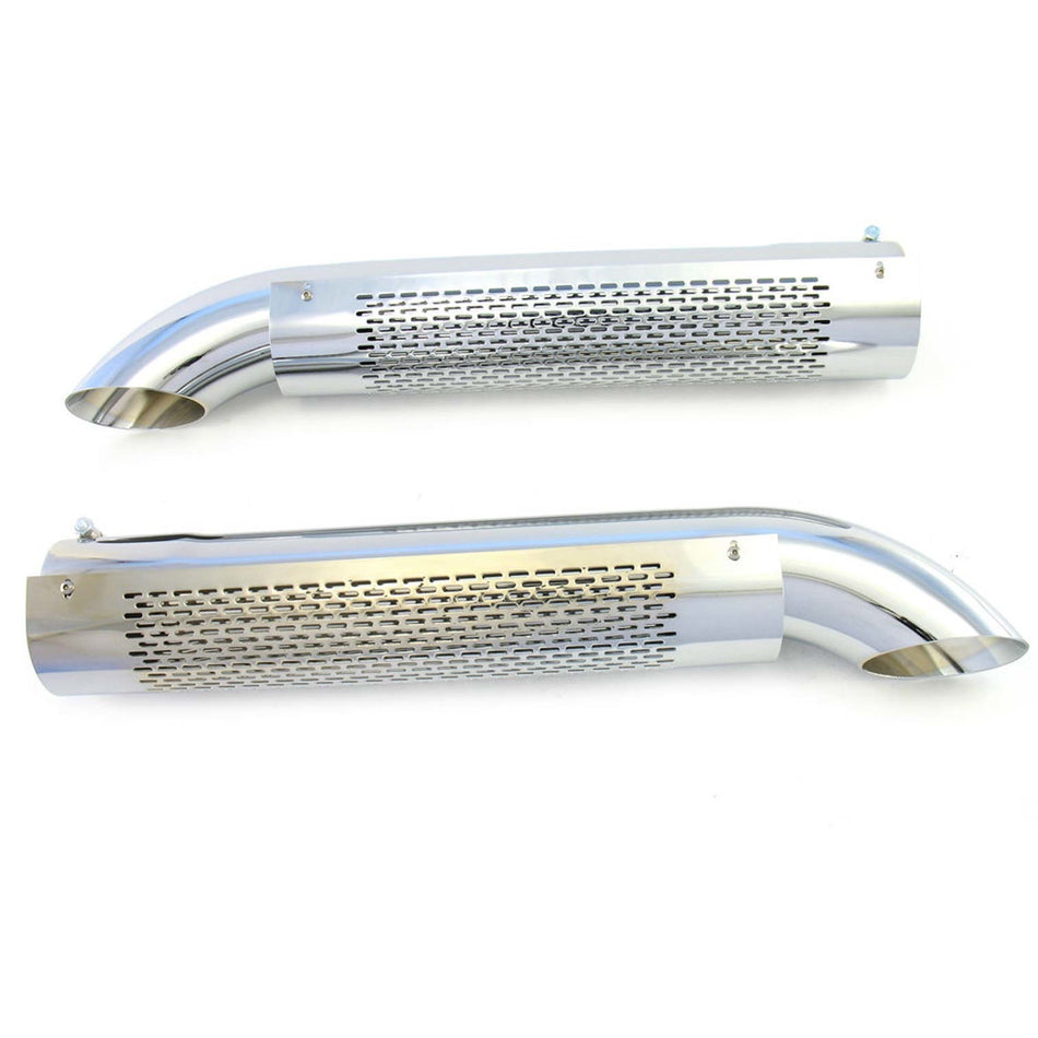 Patriot Side Tube Exhaust Side Pipes - 26" Long - 3-1/2" Inlet - 3-1/2" Outlet - Shields Included - Steel - Chrome Plated - (Pair)