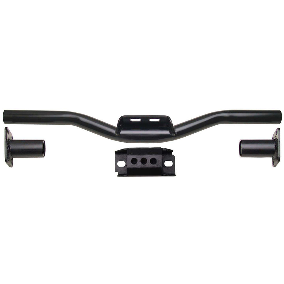 Trans-Dapt Bolt-On Transmission Crossmember - 3 in Drop - 26 in to 36 in Frame Rail Width - Rubber Pad - Black Paint 4559