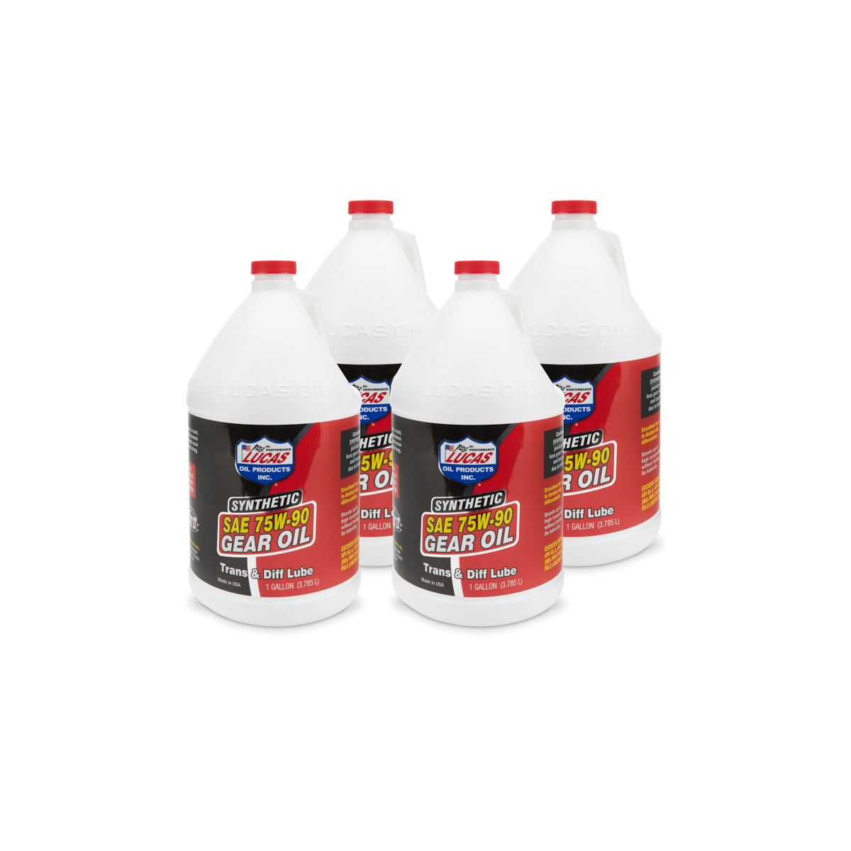 Lucas Oil Products Transmission and Differential Gear Oil 75W90 Synthetic 1 gal - Set of 4