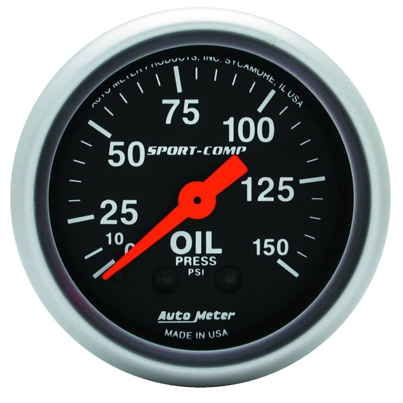 Auto Meter 2-1/16" Mini Sport-Comp Oil Pressure Gauge - 0-150 PSI