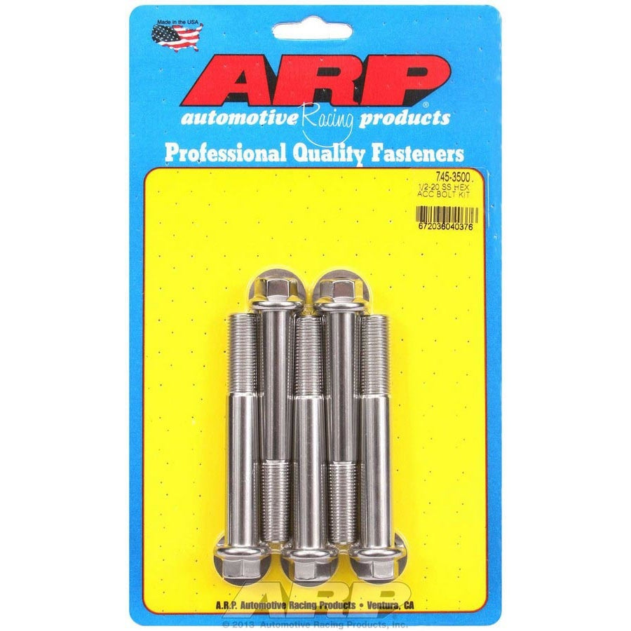 ARP Stainless Steel Bolt Kit - 6 Point (5) 1/2-20 x 3.500