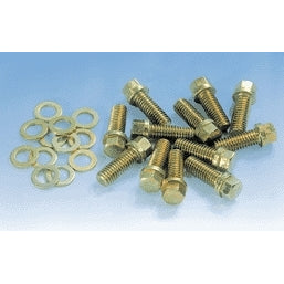 Milodon Intake Manifold Bolts - Gold Iridite - Hex Head - SB/BB Chevy - SB/BB Chrysler