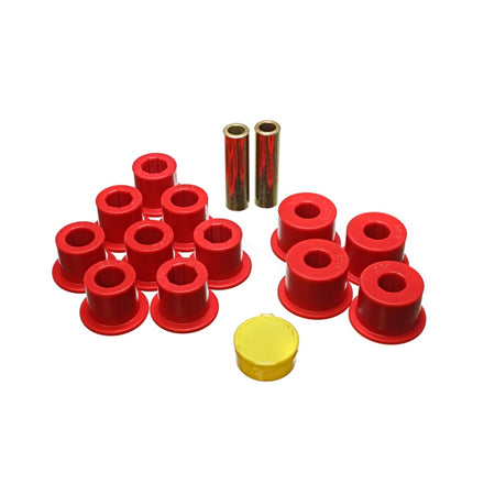 Energy Suspension Hyper-Flex Rear Leaf Spring Bushing Kit - Red/Cadmium - Nissan Compact Truck 1986-97