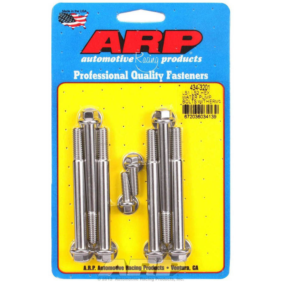 ARP Stainless Steel Water Pump & Thermostat Hsg Bolt Kit - 6 Point LS1/LS2