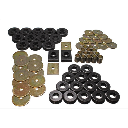 Energy Suspension Hyper-Flex Body Mount Bushing - Black / Cadmium - Chevy Fullsize Car 1955-57 3-4106G