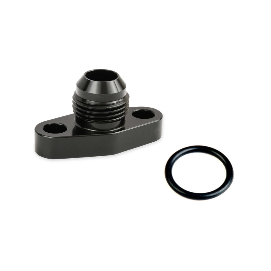 Earl's Turbo Fitting - Adapter - Straight - Oil Pan Drain Flange to 10 AN Male - Aluminum - Black - T25/T28/T30/2024 Turbos