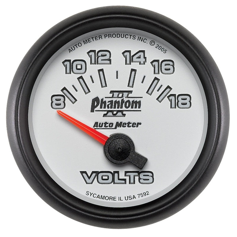 Auto Meter 2-1/16" Phantom II Electric Voltmeter - 8-18 Volts