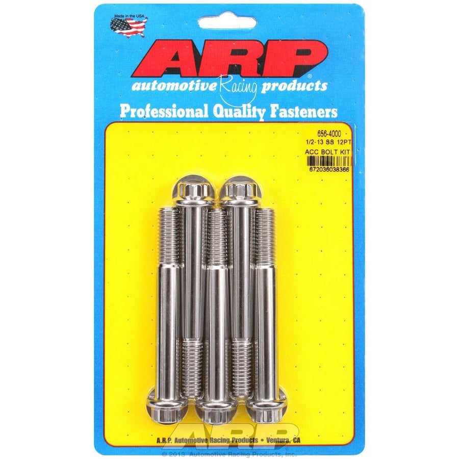 ARP 1/2-13" Thread Bolt 4" Long 9/16" Hex Head Stainless - Natural